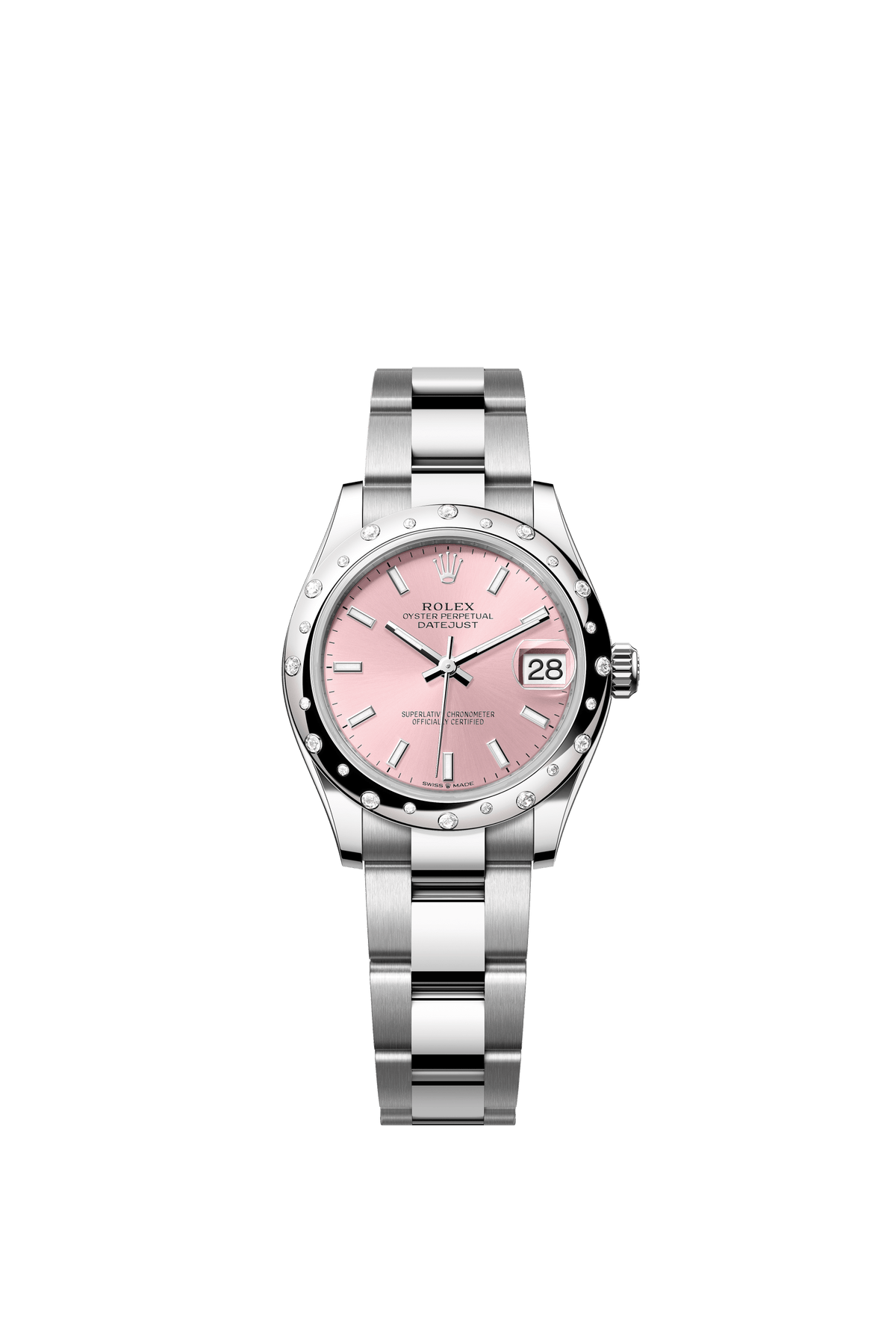 Rolex Oyster Perpetual Datejust 31 in Oystersteel and white gold features a pink dial and an Oyster bracelet 278344RBR-Pink 1