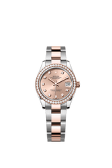 Rolex Oyster Perpetual Datejust 31 in Oystersteel and Everose gold features a rosé colour, diamond-set dial and an Oyster bracelet 278381RBR-Rose Gold