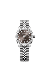 Rolex Oyster Perpetual Datejust 31 in Oystersteel and white gold features a dark grey, diamond-set dial and a Jubilee bracelet 278384RBR-Grey