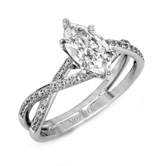 Marquise-cut Criss-cross Engagement Ring & Matching Wedding Band in 18k Gold with Diamonds MR1394-MQ WHITE 18K SET