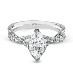 Marquise-cut Criss-cross Engagement Ring & Matching Wedding Band in 18k Gold with Diamonds MR1394-MQ WHITE 18K SET