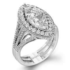 Marquise-Cut Double-Halo Engagement Ring In 18k Gold With Diamonds MR2662 WHITE-ROSE 18K SEMI