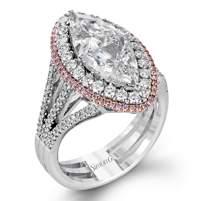 Marquise-Cut Double-Halo Engagement Ring In 18k Gold With Diamonds MR2662 WHITE-ROSE 18K SEMI