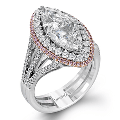 Marquise-Cut Double-Halo Engagement Ring In 18k Gold With Diamonds MR2662 WHITE-ROSE 18K SEMI