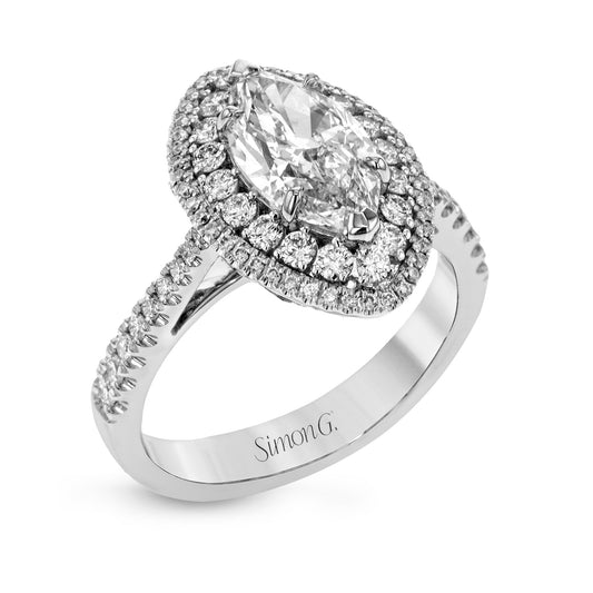 Marquise-Cut Double-Halo Engagement Ring In 18k Gold With Diamonds MR2827-A-MQ WHITE 18K SEMI