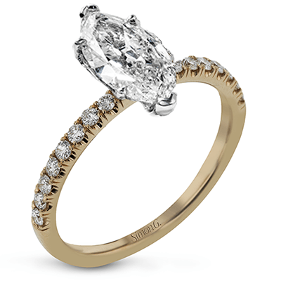 Marquise-cut Engagement Ring & Matching Wedding Band in 18k Gold with Diamonds LR1083-MQ WHITE 18K SET