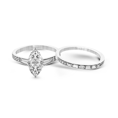 Marquise-cut Engagement Ring & Matching Wedding Band in 18k Gold with Diamonds MR2220-MQ_WHITE_18K_SET