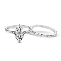 Marquise-cut Engagement Ring & Matching Wedding Band in 18k Gold with Diamonds PR108-MQ WHITE 18K SET