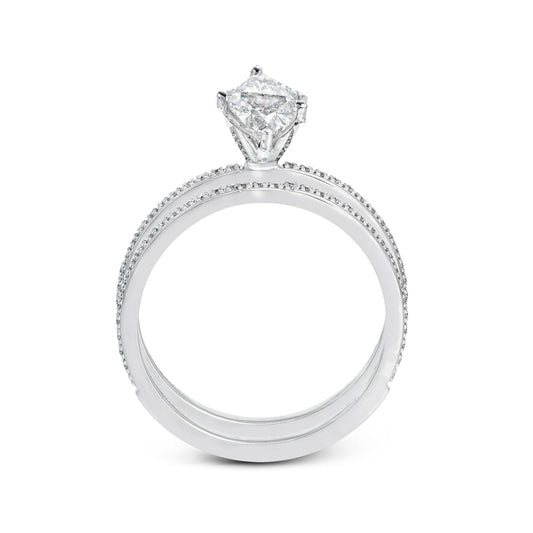 Marquise-cut Engagement Ring & Matching Wedding Band in 18k Gold with Diamonds PR108-MQ WHITE 18K SET