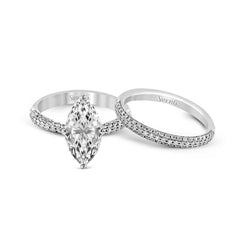 Marquise-cut Engagement Ring & Matching Wedding Band in 18k Gold with Diamonds TR431-MQ WHITE 18K SET