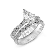 Marquise-cut Engagement Ring & Matching Wedding Band in 18k Gold with Diamonds TR431-MQ WHITE 18K SET