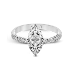 Marquise-cut Engagement Ring & Matching Wedding Band in 18k Gold with Diamonds TR431-MQ WHITE 18K SET