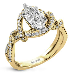 Marquise-Cut Halo Engagement Ring In 18k Gold With Diamonds LR2196 WHITE 18K SEMI YELLOW