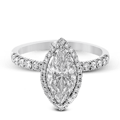 Marquise-cut Halo Engagement Ring & Matching Wedding Band in 18k Gold with Diamonds MR2132-MQ_WHITE_18K_SET