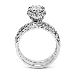 Marquise-cut Halo Engagement Ring & Matching Wedding Band in 18k Gold with Diamonds MR2132-MQ_WHITE_18K_SET