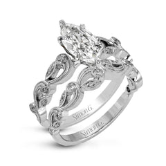 Marquise-cut Trellis Engagement Ring & Matching Wedding Band in 18k Gold with Diamonds TR473-MQ WHITE 18K SET