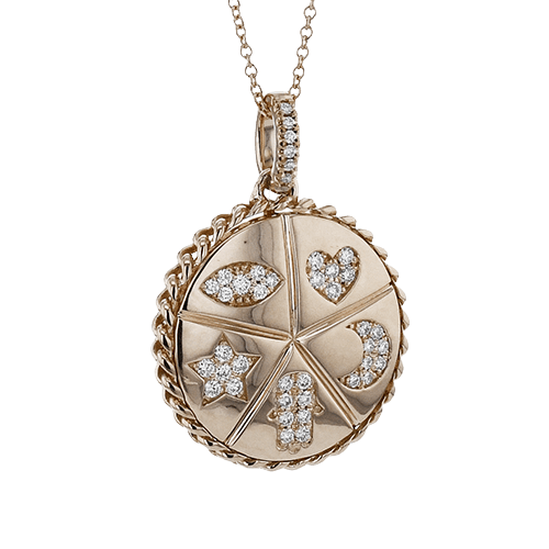 Medallion Pendant Necklace in 18k Gold with Diamonds LP4907 WHITE 18K X ROSE