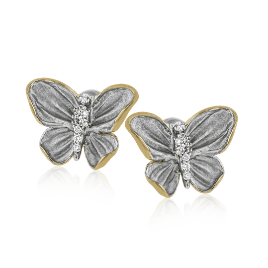 Monarch Butterfly Earrings in 18k Gold with Diamonds DE267-G WHITE 18K X GRAY