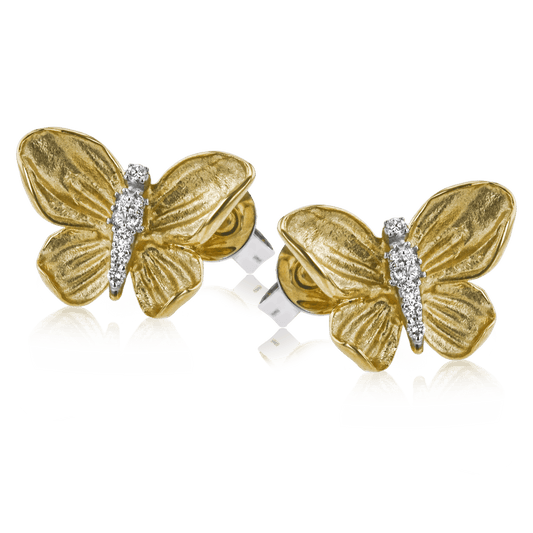 Monarch Butterfly Earrings in 18k Gold with Diamonds DE271 WHITE 18K X YELLOW