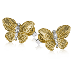 Monarch Butterfly Earrings in 18k Gold with Diamonds DE271 WHITE 18K X YELLOW