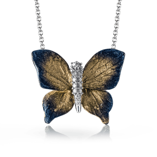 Monarch Butterfly Pendant Necklace in 18k Gold with Diamonds DP229_WHITE_18K_X