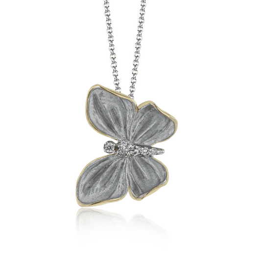 Monarch Butterfly Pendant Necklace in 18k Gold with Diamonds DP267-G GRAY 18K X GRAY