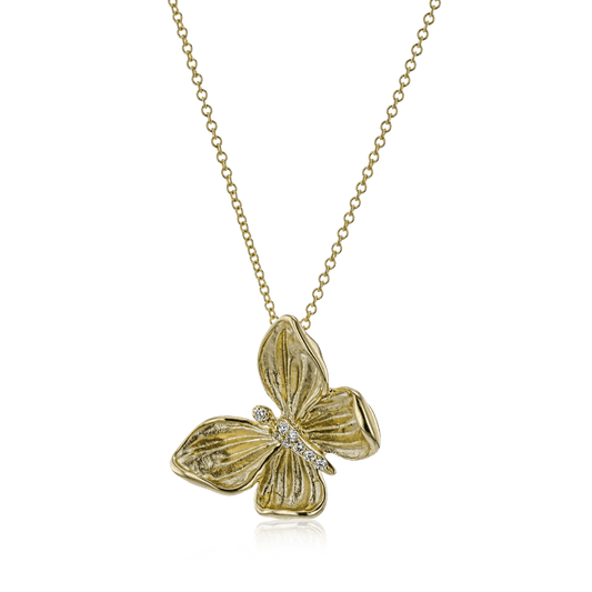 Monarch Butterfly Pendant Necklace in 18k Gold with Diamonds DP272 YELLOW 18K X YELLOW