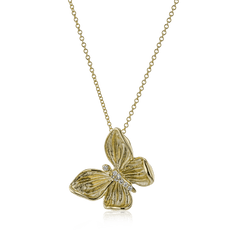 Monarch Butterfly Pendant Necklace in 18k Gold with Diamonds DP272 YELLOW 18K X YELLOW