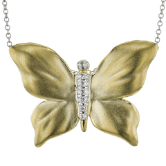 Monarch Butterfly Pendant Necklace in 18k Gold with Diamonds DP278 WHITE 18K X YELLOW