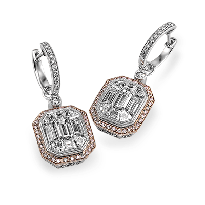 Mosaic Earrings in 18k Gold with Diamonds ME2061 WHITE-ROSE 18K X