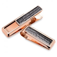 MClip Rose Gold Black Alligator Money Clip NY-ROS-BKAL