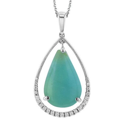 Opal Pendant Necklace in 18k Gold with Diamonds LP4971 WHITE 18K X WHITE