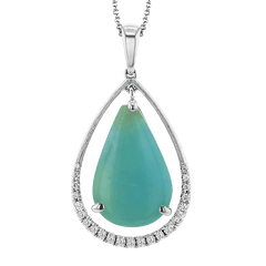 Opal Pendant Necklace in 18k Gold with Diamonds LP4971 WHITE 18K X WHITE