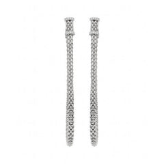 Fope Flexit Essentials 18ct White Gold Diamond Long Mesh Chain Earrings 05E08OX_BB_W