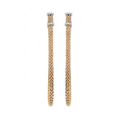 Fope Flexit Essentials 18ct Rose Gold Diamond Long Mesh Chain Earrings 05E08OX_BB_RW