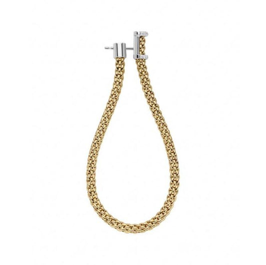 Fope Flexit Essentials 18ct Yellow Gold Diamond Long Mesh Chain Earrings 05E08OX_BB_YW