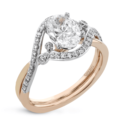 Oval-Cut Criss-Cross Engagement Ring In 18k Gold With Diamonds LR2113-OV WHITE 18K SEMI