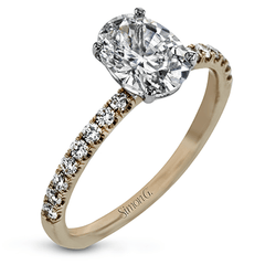 Oval-cut Engagement Ring & Matching Wedding Band in 18k Gold with Diamonds LR1083-OV WHITE 18K SET