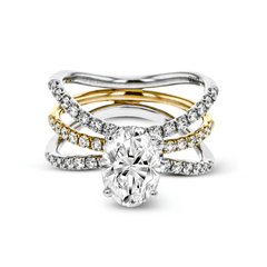 Oval-cut Engagement Ring & Matching Wedding Band in 18k Gold with Diamonds LR1083-OV WHITE 18K SET