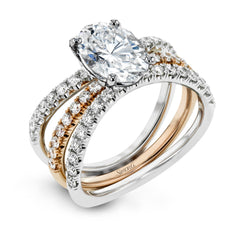 Oval-cut Engagement Ring & Matching Wedding Band in 18k Gold with Diamonds LR1083-OV WHITE 18K SET