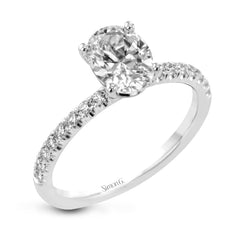 Oval-cut Engagement Ring & Matching Wedding Band in 18k Gold with Diamonds LR1083-OV WHITE 18K SET