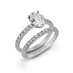 Oval-cut Engagement Ring & Matching Wedding Band in 18k Gold with Diamonds MR1686-OV WHITE 18K SET