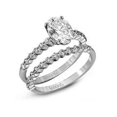 Oval-cut Engagement Ring & Matching Wedding Band in 18k Gold with Diamonds MR2173-D-OV WHITE 18K SET