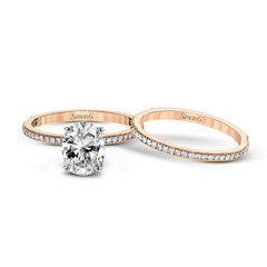 Oval-cut Engagement Ring & Matching Wedding Band in 18k Gold with Diamonds PR108-OV WHITE 18K SET