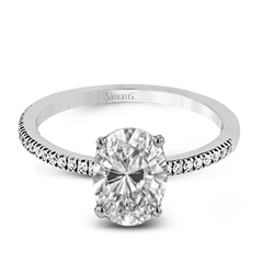 Oval-cut Engagement Ring & Matching Wedding Band in 18k Gold with Diamonds PR108-OV WHITE 18K SET