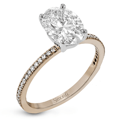 Oval-cut Engagement Ring & Matching Wedding Band in 18k Gold with Diamonds PR108-OV WHITE 18K SET