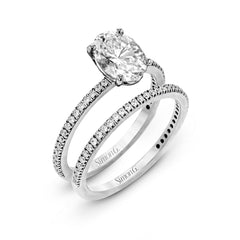 Oval-cut Engagement Ring & Matching Wedding Band in 18k Gold with Diamonds PR108-OV WHITE 18K SET