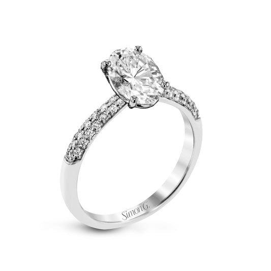 Oval-cut Engagement Ring & Matching Wedding Band in 18k Gold with Diamonds TR431-OV WHITE 18K SET