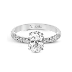 Oval-cut Engagement Ring & Matching Wedding Band in 18k Gold with Diamonds TR431-OV WHITE 18K SET