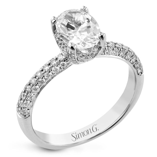 Oval-Cut Halo Engagement Ring In 18k Gold With Diamonds LR2856 WHITE 18K SEMI